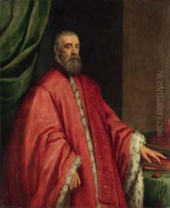 Portrait Of A Venetian Senator,
Three-quarter-length, In Anermine-lined Robe, Beside A Table Portrait Of A Venetian Senator,
Three-quarter-length, In Anermine-lined Robe, Beside A Table