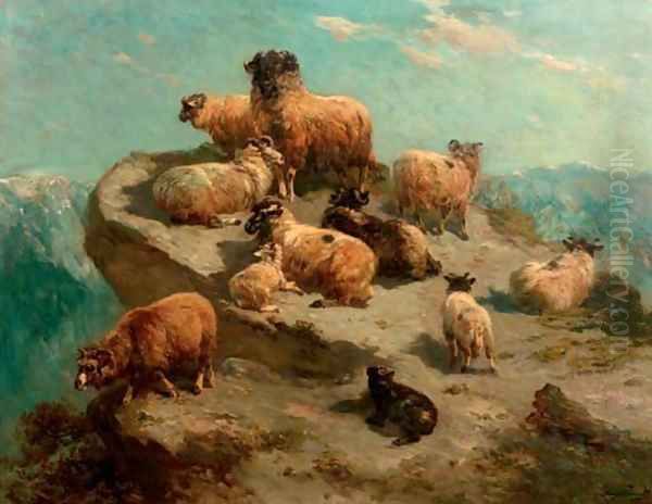 Mountain sheep on a cliff's edge - view 1