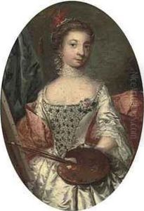 Portrait Of A Lady At An Easel, A Palette In Her Left Hand by Johann Heinrich The Elder Tischbein