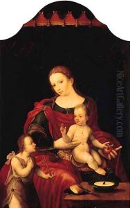 The Madonna and Child enthroned with the Infant Saint John the Baptist by Master Of The Prodigal Son