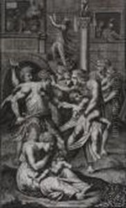 Menlaus And Paris, Together With
 Ten Figural Scenes By Ch. Demechel, Jeremias Wolff, Stoelzel, Natalis, 
And Others by Johann Heinrich The Elder Tischbein