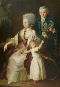 Parents With Child And Parrot. by Johann Heinrich The Elder Tischbein