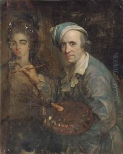 Self-portrait Of An Artist Painting A Female Portrait by Johann Heinrich The Elder Tischbein