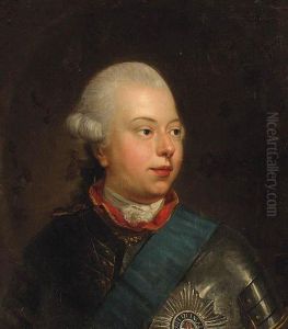 Portrait Of William V, Prince Of
Orange, Bust-length, In Armour, Ablue Sash And And A Garter Star by Johann Heinrich The Elder Tischbein