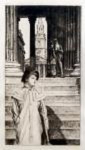 The Portico Of The National Gallery, London by James Jacques Joseph Tissot