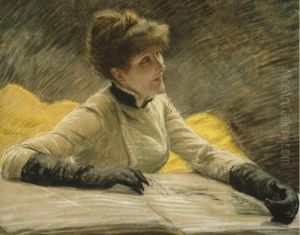 Admiring A Portfolio by James Jacques Joseph Tissot