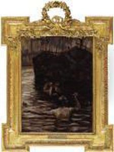 Renee Mauperin: Renee And Reverchon Swimming In The Seine by James Jacques Joseph Tissot