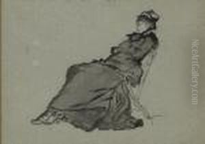 Femme Au Chapeau Assise Dans Un Pliant