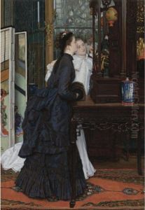 Young Ladies Admiring Japanese Objects by James Jacques Joseph Tissot