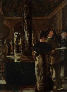 Visiteurs Etrangers Au Louvre by James Jacques Joseph Tissot