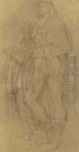 Two Standing Male Figures In Medieval Dress by James Jacques Joseph Tissot