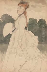 Madame Eugene Grieg En Promenade by James Jacques Joseph Tissot