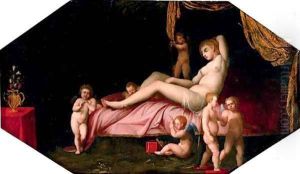 Venus reclining with attendant putti by Jacques Stella