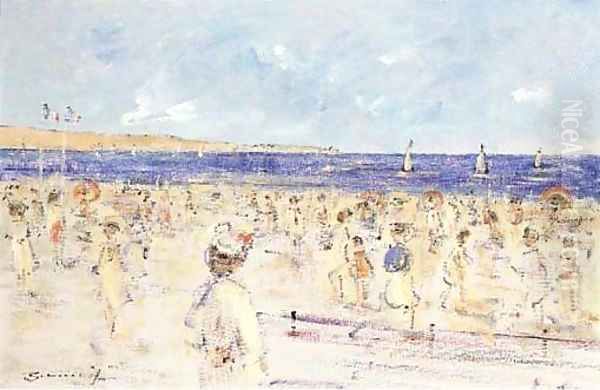 Figures on a track before a windmill - view 1