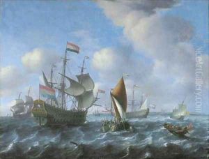 Het Wapen van Utrecht, a wijdschip and a spiegelsloep in a stiff breeze