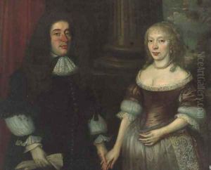 Group portrait of a gentleman and his wife by Anglo-Dutch School