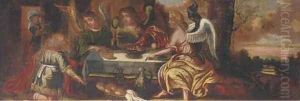 Abraham and the three angels by Anglo-Dutch School