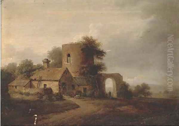 A landscape with farm buildings and figures - view 1
