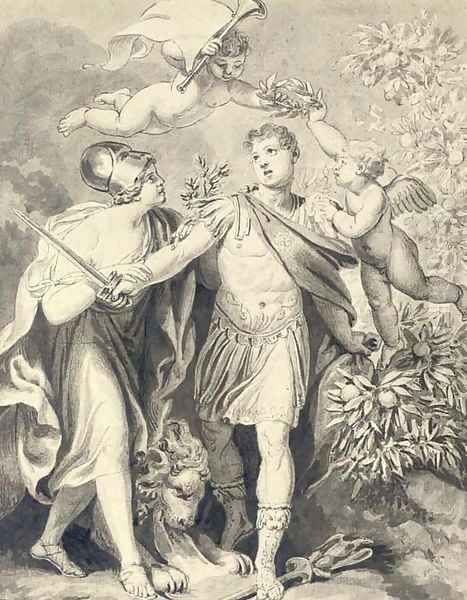 Prince William III of Orange flanked by Fame and Wisdom - view 1