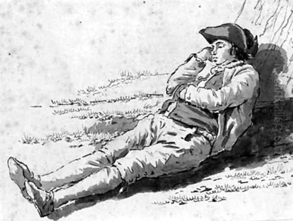 Study of a man asleep beneath a tree - view 1