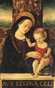 The Madonna and Child enthroned by Ferrarese School