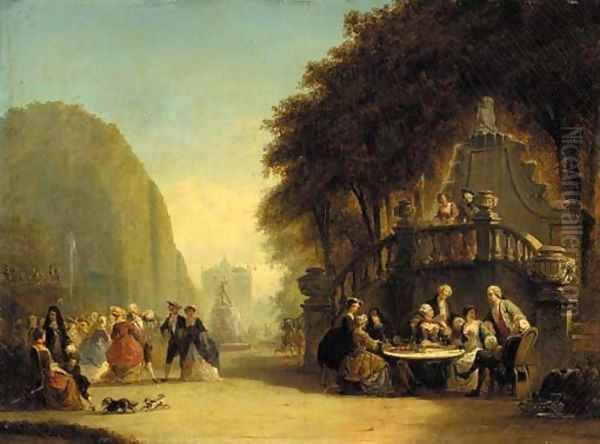 Elegant figures in a park - view 1