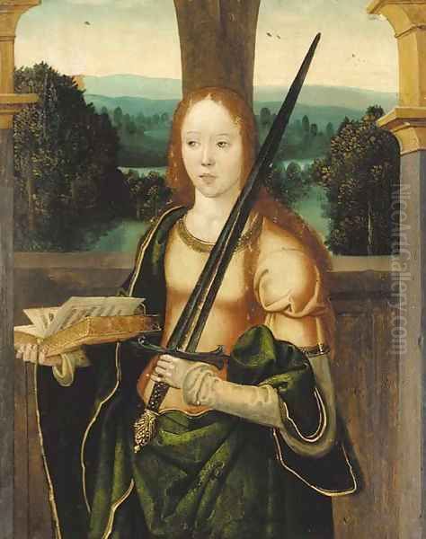 A female martyr saint a compartment from an altarpiece - view 1