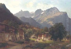 An Alpine farming town by Josef Schoyerer