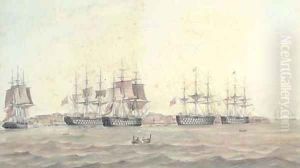 The Mediterranean fleet lying off Grand Harbour, Valetta by Naval School