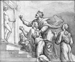 A king bringing his children to a temple dedicated to Apollo A king bringing his children to a temple dedicated to Apollo