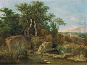 Paysage Avec Marecage Et Hameau Dans Le Lointain by Wolfgang-Adam Toepffer