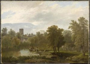 Paysage Avec Personnages Sur Un Cours D'eau by Wolfgang-Adam Toepffer