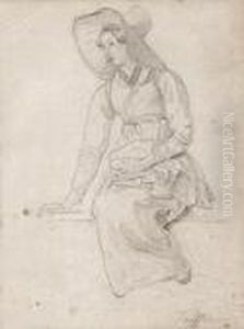 Sitzende Junge Trachtenfrau. by Wolfgang-Adam Toepffer