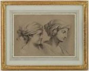 Etude De Deux Tetes De Femmes De Profil by Wolfgang-Adam Toepffer