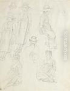 Studies Of Figures, Dogs, Ducks And Other Birds by Wolfgang-Adam Toepffer