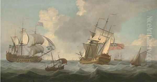 Men-o'war passing in the Channel - view 1