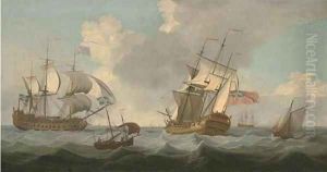 Men-o'war passing in the Channel by John Thomas Serres
