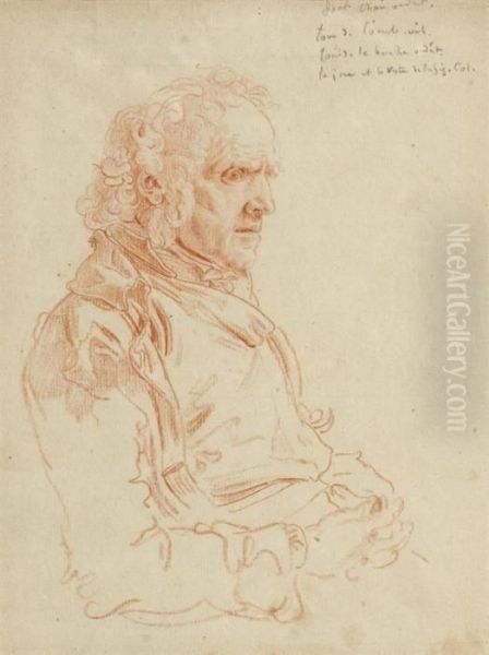 Study For A Male Portrait. 
Drawing In Red Chalk. Old Frenchinscription In Pencil(indistinct) On 
Upper Right. Verso: Oldattribution To A.w.toepffer And Old Inscription: 
Edmond Bardeheritage De Mere, On Back. - view 1
