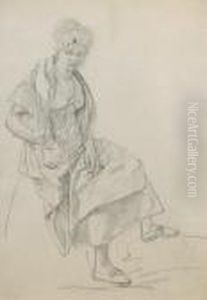 Paysanne Assise Sur Une Pierre by Wolfgang-Adam Toepffer