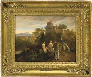 Paysage Avec Huit Personnages Et Un Cheval by Wolfgang-Adam Toepffer