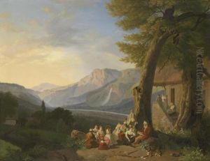 Grand-pere Lisant Entoure De Ses Enfants