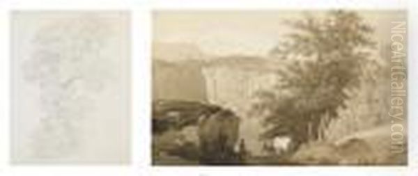Sammelnummer Von Zwei Werken:
'etude D'un Chene' Und 'berger Dans Un Paysage Avec Falaise Et Massif Du
Mont-blanc' - view 1