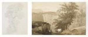 Sammelnummer Von Zwei Werken:
'etude D'un Chene' Und 'berger Dans Un Paysage Avec Falaise Et Massif Du
Mont-blanc' by Wolfgang-Adam Toepffer