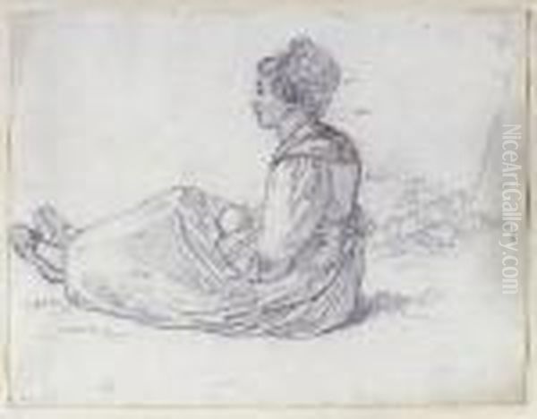 Jeune Femme Assise Au Sol - view 1