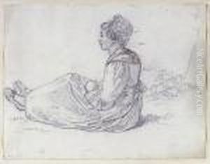 Jeune Femme Assise Au Sol by Wolfgang-Adam Toepffer
