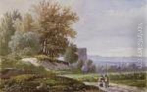 Paysage Boise Avec Deux Personnages by Wolfgang-Adam Toepffer