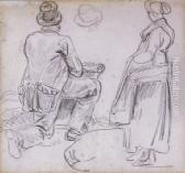 Croquis D'un Paysan Et D'une Paysanne - view 1