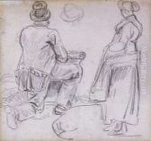 Croquis D'un Paysan Et D'une Paysanne Croquis D'un Paysan Et D'une Paysanne