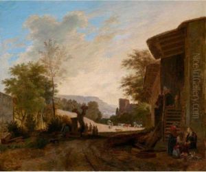 Landscape With Farm, Cattle And Figures by Wolfgang-Adam Toepffer