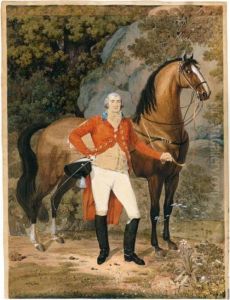 Portrait Of A Hunter With His Horse, In A Woodland Setting by Wolfgang-Adam Toepffer